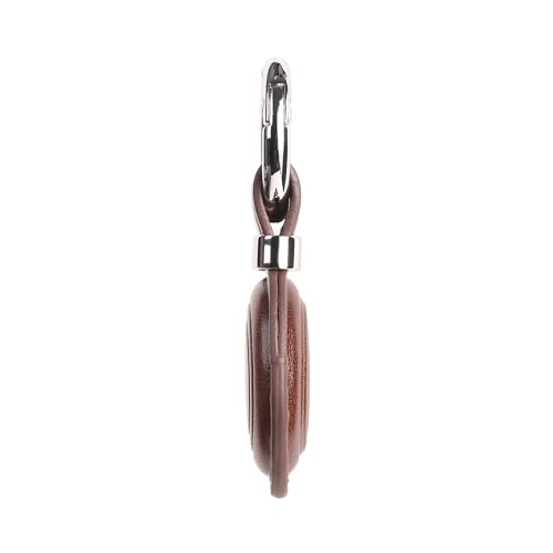 Genuine Leather AirTag Keychain Holder (Dark Brown)