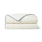 Temperature Regulating Comforter (Snow Ivory With Navy Trim / Premium Queen (90"x90"))
