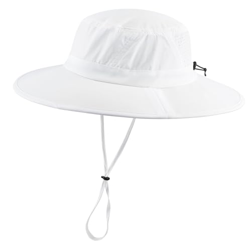 UPF 50+ Wide Brim Sun Hat for Men Women Foldable Beach Bucket Hat Summer Outdoor Fishing Hat UV Sun Protection Cap for Hiking Gardening Golf White (White)