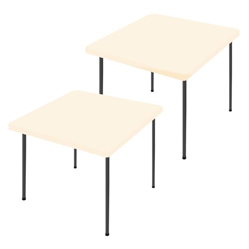 2 Pack Square Spandex Fitted Table Cloth (Champagne / 34" x 34" (Square))