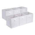 Collapsible Fabric Storage Cubes Organizer with Handles (White / 10.5"x10.5"x11")