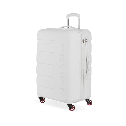 7366 Signature Hardside Expandable Luggage with Spinner Wheels (Checked-Medium 23-Inch / White)