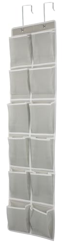 Over the Door 12 Pocket Hanging Shoe Organizer (Gray)