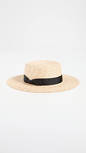 Women's Spencer Straw Boater Hat (Small / Natural/Black)