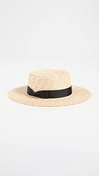 Women's Spencer Straw Boater Hat (Large / Natural/Black)