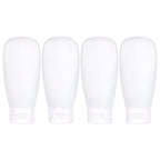 TSA Approved Travel Bottles Set for Toiletries Travel Size Containers Kit 4 Pack Portable Leak Proof Refillable Squeeze Cosmetic Airplane Essential Shampoo Hair Conditioner Body Lotion Bath Shower Gel (White 60ml)