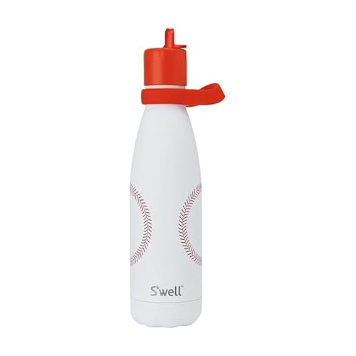 Stainless Steel Water Bottle with Flip Straw Cap and Handle (Home Run / 17 Ounces)