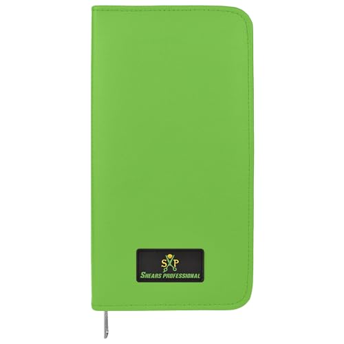Leather 5 Scissor & Shear Storage Case for Hairstylist (Green)