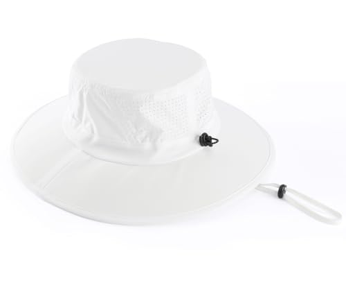 UPF 50+ Wide Brim Sun Hat for Men Women Foldable Beach Bucket Hat Summer Outdoor Fishing Hat UV Sun Protection Cap for Hiking Gardening Golf White (White)