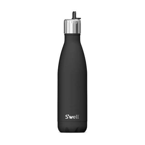 Stainless Steel Water Bottle with Flip Straw Cap (Onyx / 17 Ounces)