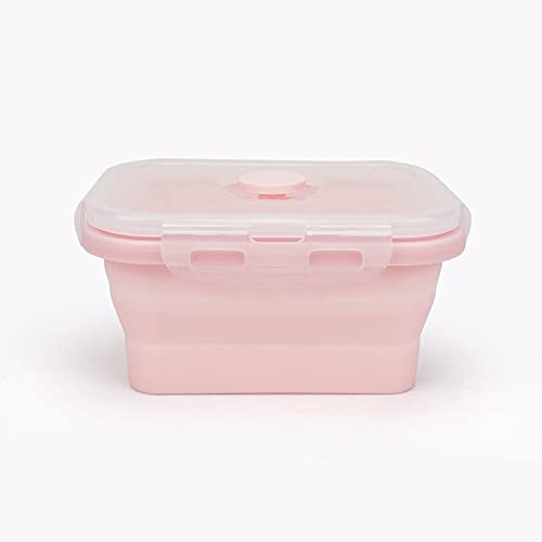 3piece Collapsible Food Storage Containers with Lids (pink)