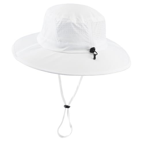 UPF 50+ Wide Brim Sun Hat for Men Women Foldable Beach Bucket Hat Summer Outdoor Fishing Hat UV Sun Protection Cap for Hiking Gardening Golf White (White)