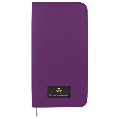 Leather 5 Scissor & Shear Storage Case for Hairstylist (Purple)