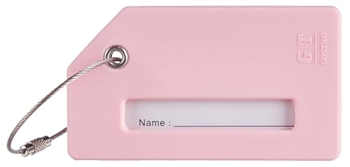 8 Pack Initial Luggage Tags for Suitcases Airplane Travel Essentials (Pink / Plane)