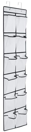 12 Large Pockets Over Door Hanging Shoe Organizer (White)