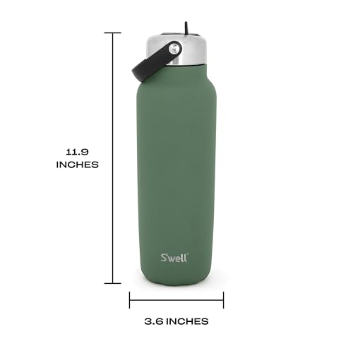 Recycled Stainless Steel Explorer with Flip Straw Lid and Handle (Green Jasper / 40 Ounces)