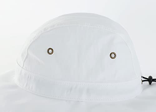 Summer UPF 50+ Men's Bucket Sun Hat Wide Brim Fishing Hat Safari Hat (Large-X-Large / White)