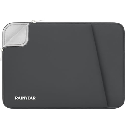 RAINYEAR 13.3 Inch Laptop Sleeve Padded Case Cover with Front Pocket (13.3-14 inch / Gray)