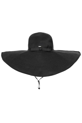 Women's Wide Brim Poolside Hat (One Size / Black Convertible Roll W/ Snap)