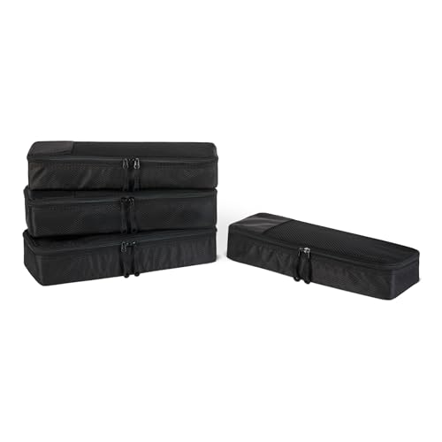 4 Piece Packing Cubes Travel Accessories Set (Black / 4 x Slim)