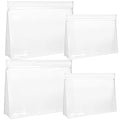 4 Pack Leakproof Clear Toiletry bags (2 Large 2 Medium / White)