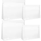 4 Pack Leakproof Clear Toiletry bags (2 Large 2 Medium / White)