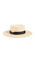 Women's Spencer Straw Boater Hat (Small / Natural/Black)