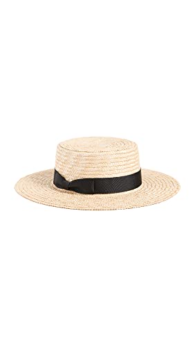 Women's Spencer Straw Boater Hat (Small / Natural/Black)