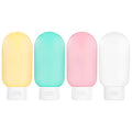 TSA Approved Travel Bottles Set for Toiletries Travel Size Containers Kit 4 Pack Portable Leak Proof Refillable Squeeze Cosmetic Airplane Essential Shampoo Hair Conditioner Body Lotion Bath Shower Gel (4 Color 60ml)