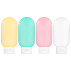 TSA Approved Travel Bottles Set for Toiletries Travel Size Containers Kit 4 Pack Portable Leak Proof Refillable Squeeze Cosmetic Airplane Essential Shampoo Hair Conditioner Body Lotion Bath Shower Gel (4 Color 60ml)