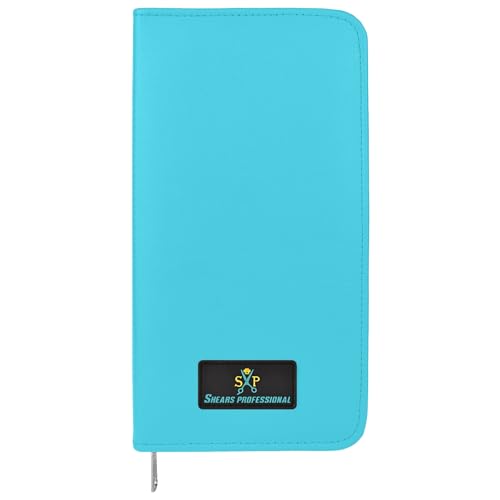 Leather 5 Scissor & Shear Storage Case for Hairstylist (TURQUOISE)