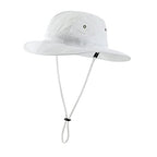 Summer UPF 50+ Men's Bucket Sun Hat Wide Brim Fishing Hat Safari Hat (Large-X-Large / White)