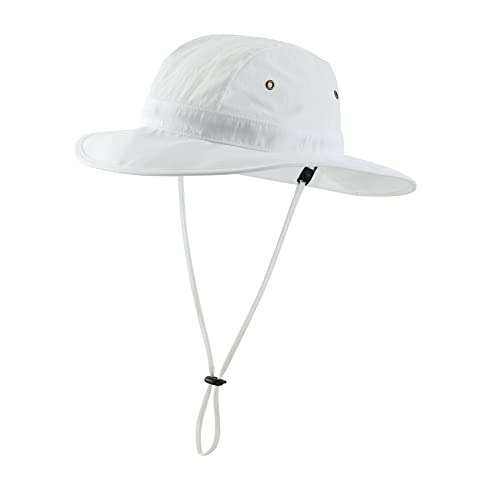 Summer UPF 50+ Men's Bucket Sun Hat Wide Brim Fishing Hat Safari Hat (Large-X-Large / White)