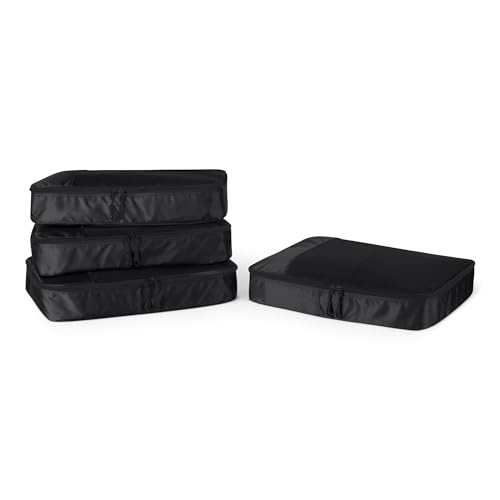 4 Piece Packing Cubes Travel Accessories Set (Black / 4 x Large)