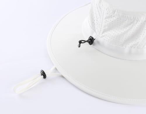 UPF 50+ Wide Brim Sun Hat for Men Women Foldable Beach Bucket Hat Summer Outdoor Fishing Hat UV Sun Protection Cap for Hiking Gardening Golf White (White)