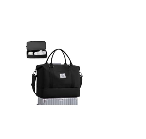 Travel Duffle Bag Expandable Overnight Foldable Carry On Bags for Women (A58-Black / XX-large)