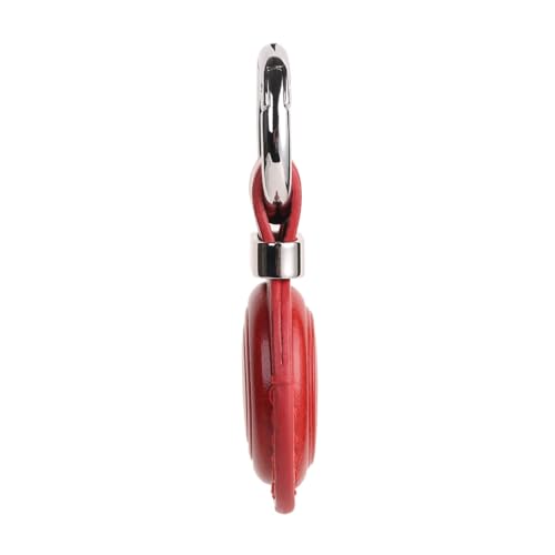 Genuine Leather Keychain Holder Compatible with AirTag ([2 Pack] Dark Red)