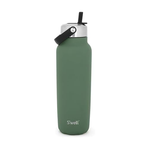 Recycled Stainless Steel Explorer with Flip Straw Lid and Handle (Green Jasper / 40 Ounces)