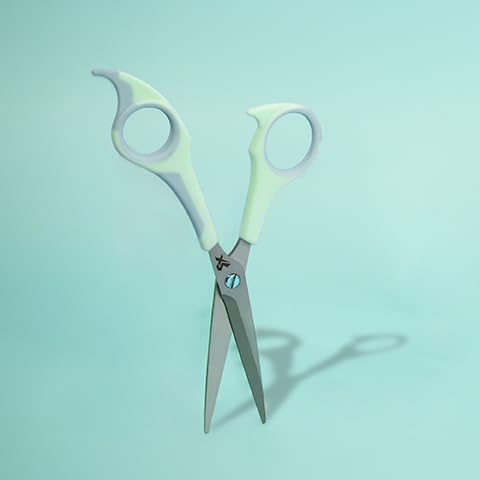 Cricket Style Xpress Zen Again Hair Cutting Scissors - Sharp Micro-Serrated Beveled Blades, Stainless Steel Shears Hair Scissors - Wet & Dry Use, Barber Accessories - 5.75", Sea Foam Green & Soft Blue