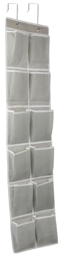 Over the Door 12 Pocket Hanging Shoe Organizer (Gray)