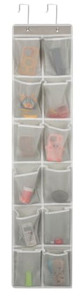 Over the Door 12 Pocket Hanging Shoe Organizer (Gray)