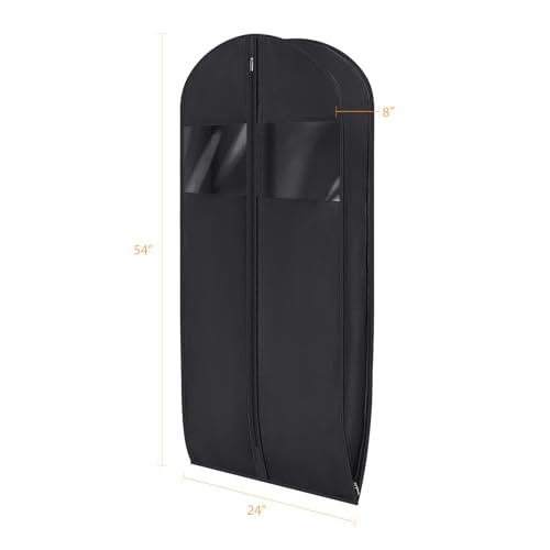 Compression Hanging and Space Saving Garment Bag (Black / 54" - 2pcs(8" Gusseted))
