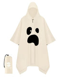 Adult Rain Poncho Waterproof Hooded Raincoat Lightweight Packable (One Size / White Ghost 1 Pack)