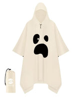 Adult Rain Poncho Waterproof Hooded Raincoat Lightweight Packable (One Size / White Ghost 1 Pack)