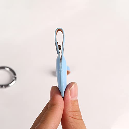 Genuine Leather Keychain Holder Compatible with Airtag ([1 Pack] Blue V1.0)