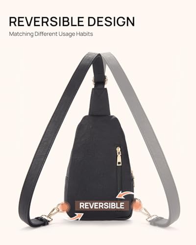 Crossbody Bags for Women Leather Sling Bag for Woman Travel Black (3-black)