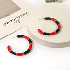 Game Day Earrings Football Baseball Earrings for Women Sports Team Heishi Hoop Earring Football Accessories Outfits Cheer Mom Essentials Fall Sports Must Haves Cheer Gifts (Red Black)