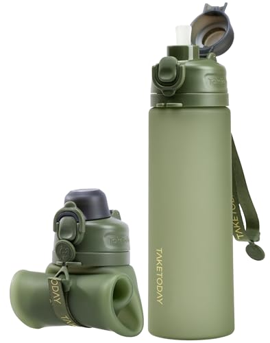 Collapsible Water Bottles with Straw for Travel (Jungle)