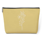 Minimalist Line Art Wildflower Makeup Bag Cosmetic Bags for Women (Yellow Flowers 1820)