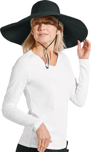 Women's Wide Brim Poolside Hat (One Size / Black Convertible Roll W/ Snap)